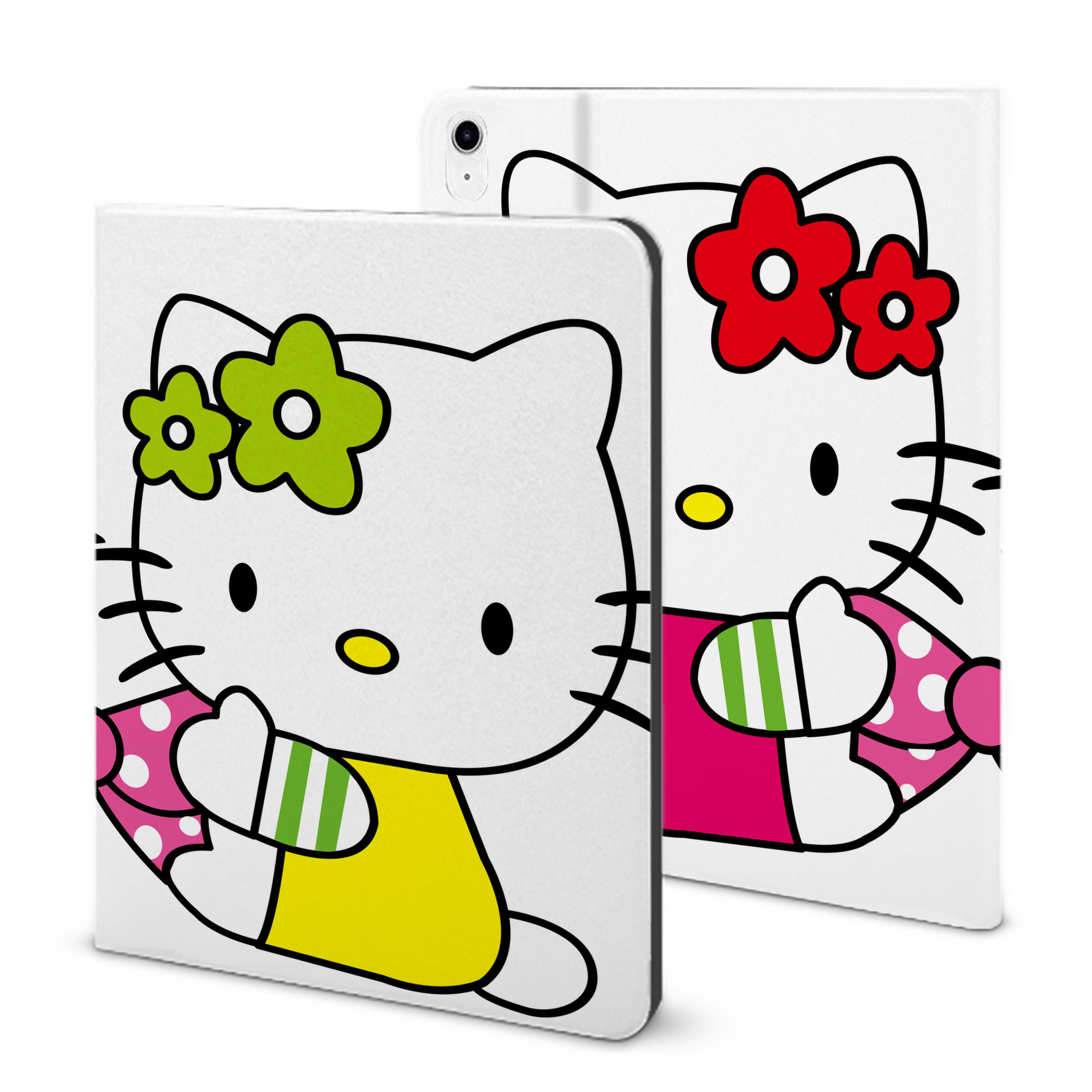 （画像用） Hello Kitty ハローキティ IPad ケース ブック型 PUレザー TPU 耐衝撃 軽量 薄型 ペン収納なし 全面保護 IPad 各モデル対応